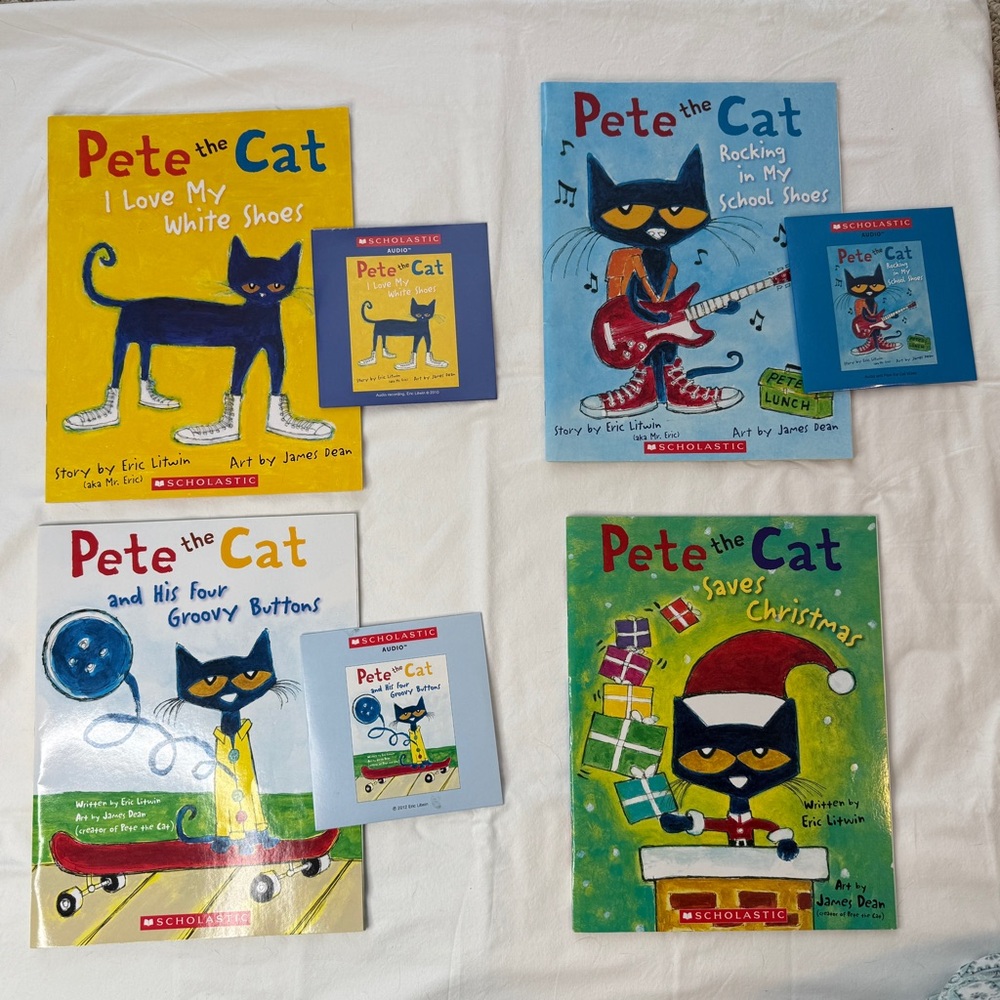 Pete the Cat Books,  Lot of 4 Books (3 w/ Audio CDs)